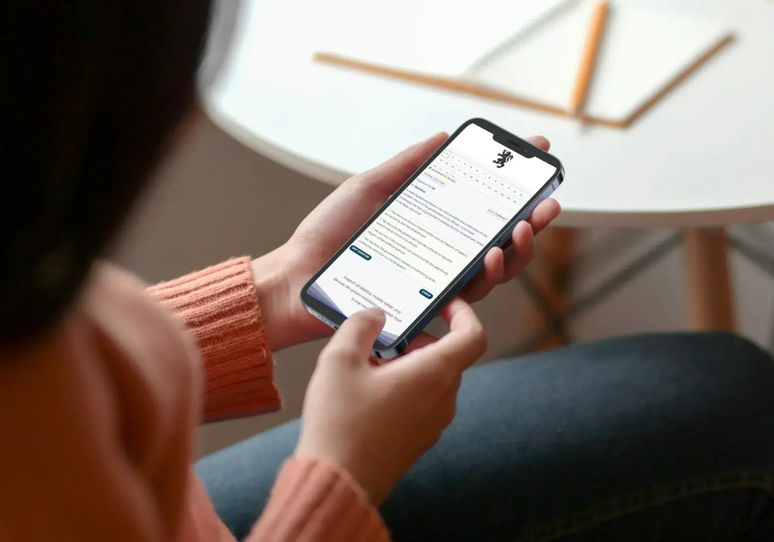 Candidate using Landscape Exam on mobile